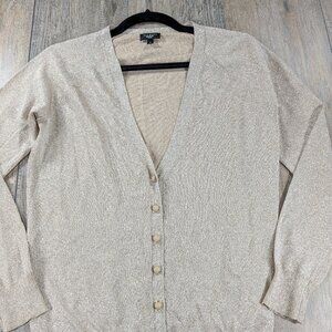 Talbots Cardigan Sweater Womens Small Petite Gold Shimmery Button Up Preppy NWOT